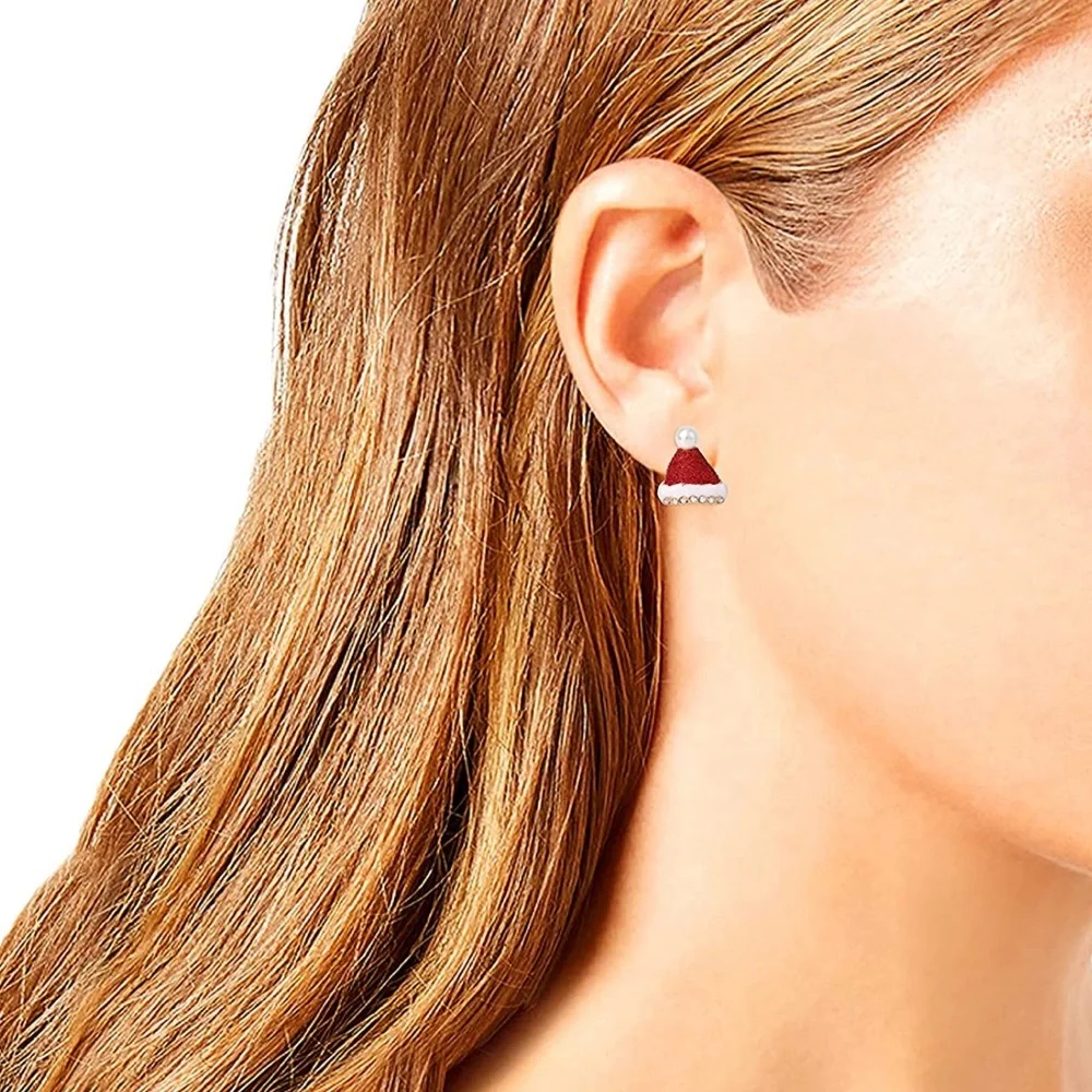 Betsey Johnson Santa Hat Mismatched Stud Earrings